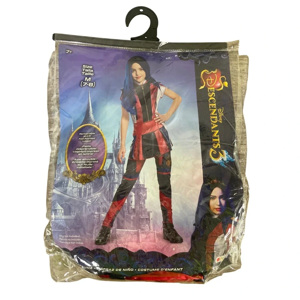 Disney Descendants Evie Costume Girls M 7/8 Jumpsuit Skirt Halloween Dress Up